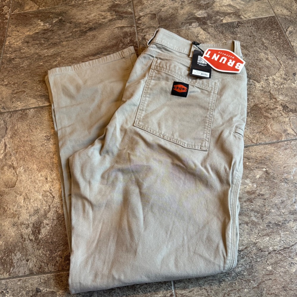 Workwear Utility Construction Heavy Duty Mens 40x36 BRUNT The Torra Pant Khaki